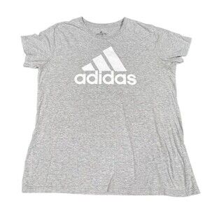 Adidas Amplifier Tee Mens XL Gray White‎ Spell Out Logo Graphic Shirt Athletic